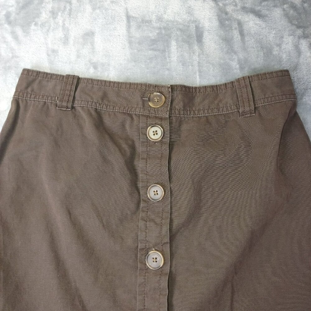 J Crew Womens‎ Button Front Mini Skirt Brown Size 4 100%Cotton Casual Preppy Y2K - Picture 7 of 9